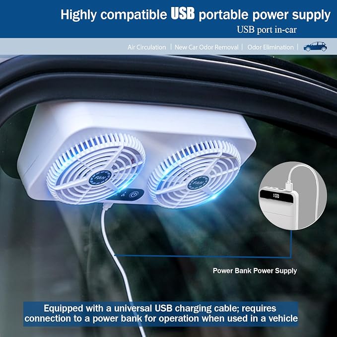 2.4v 5w Usb Charging Air Vent Exhaust Small Window Fan, 3 Levels Adjustable Window Fans with Exhaust Intake Install to Door