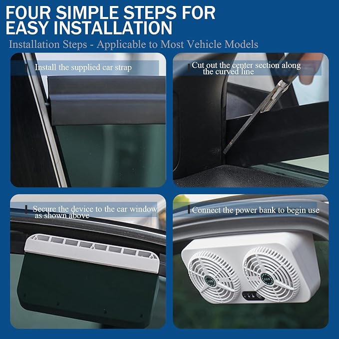 2.4v 5w Usb Charging Air Vent Exhaust Small Window Fan, 3 Levels Adjustable Window Fans with Exhaust Intake Install to Door