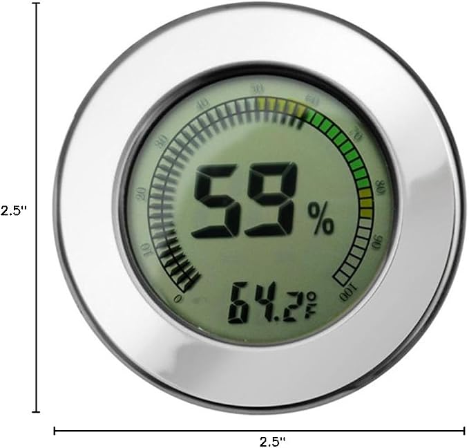 2.5" Digital Mountable Hygrometer w/Calibration for Cigar Humidors - Color: Silver, alternate product view 5
