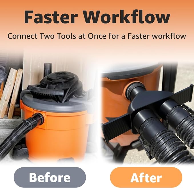 2.5 Inch Y Connector Splitter With Individual Blast Gates | Dust Collection Hose Splitter | Fits, Craftsman