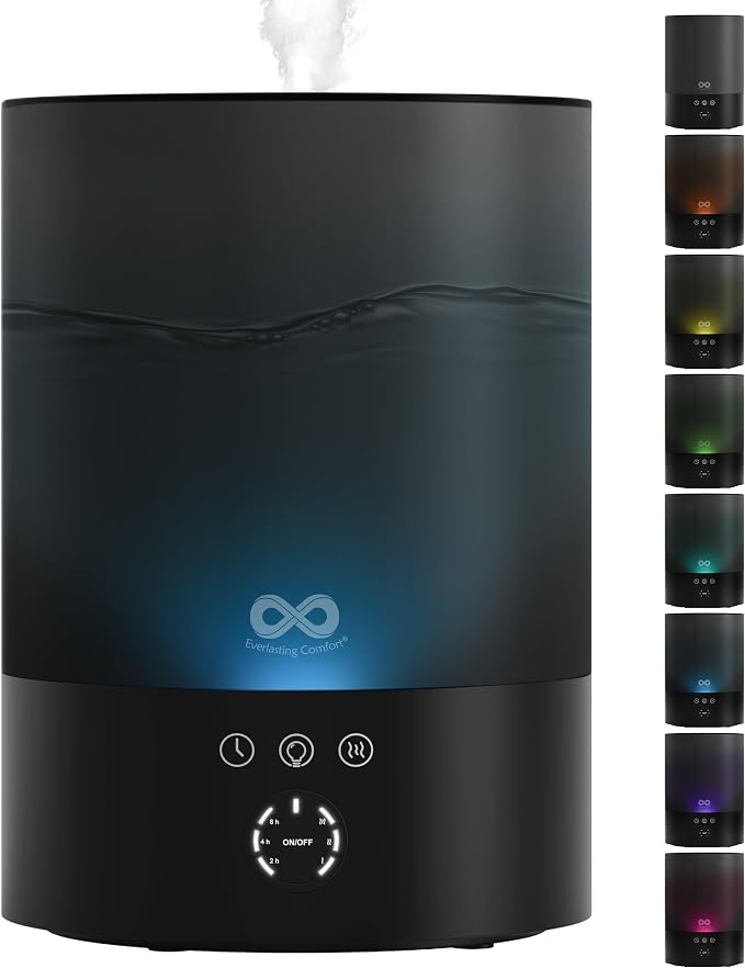 2.5L Top Fill Humidifiers for Bedroom - Quiet Easy to Fill & Clean, 24HR Runtime, Night Lights, Timer, product image
