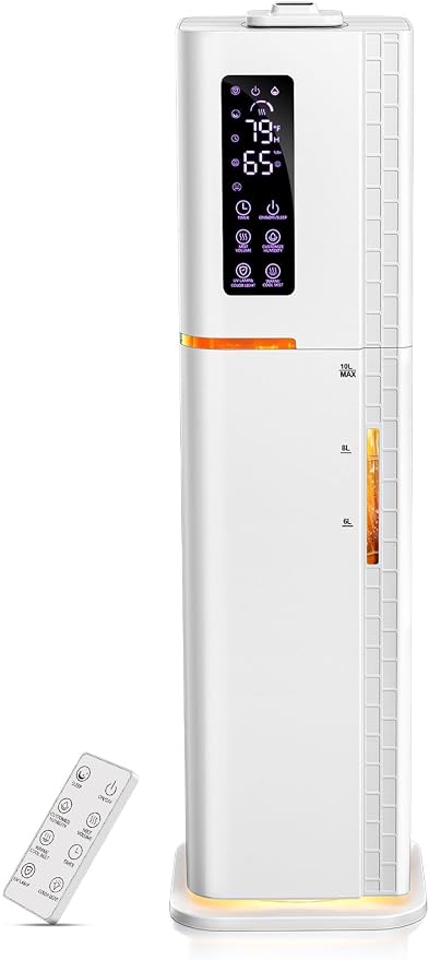 2.64Gal Humidifiers for Bedroom Large Room, Warm and Cool Mist up to 500ft2, Top Fill Diffuser Ambient Light, 3 Mist Modes