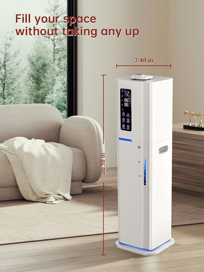 2.64Gal Humidifiers for Bedroom Large Room, Warm and Cool Mist up to 500ft2, Top Fill Diffuser Ambient Light, 3 Mist Modes
