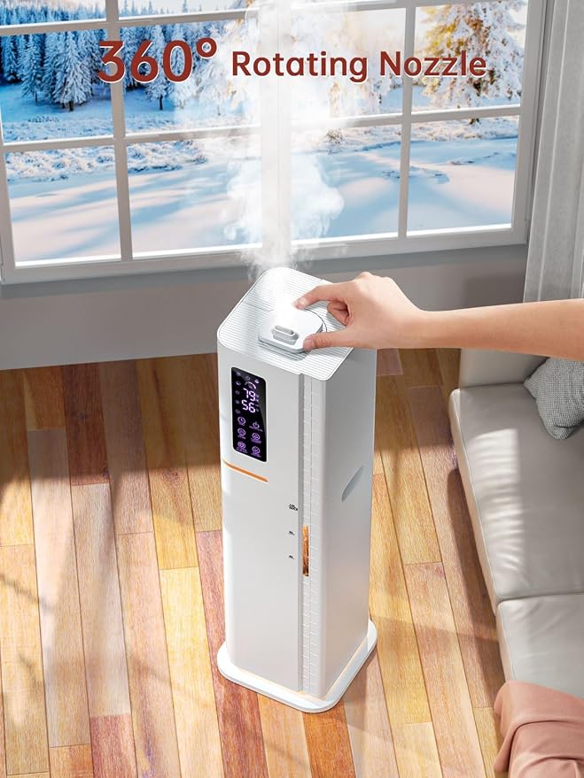 2.64Gal Humidifiers for Bedroom Large Room, Warm and Cool Mist up to 500ft2, Top Fill Diffuser Ambient Light, 3 Mist Modes
