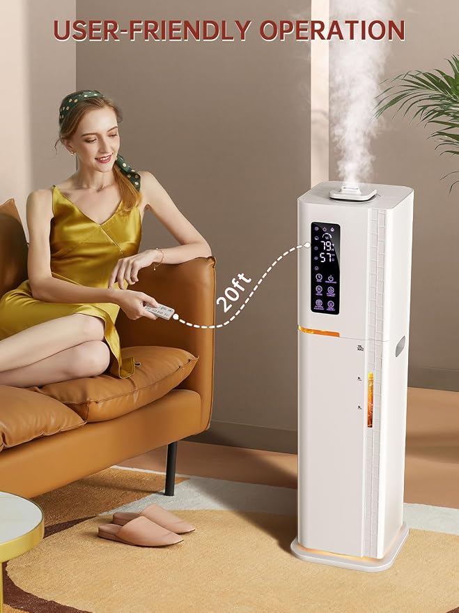 2.64Gal Humidifiers for Bedroom Large Room, Warm and Cool Mist up to 500ft2, Top Fill Diffuser Ambient Light, 3 Mist Modes