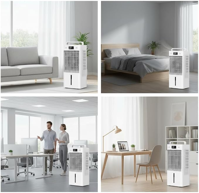 2.6Gal Portable Air Conditioners, Evaporative Air Cooler Fan with Touch & Remote Control, 6 Speeds & 3 Modes, Portable Swamp