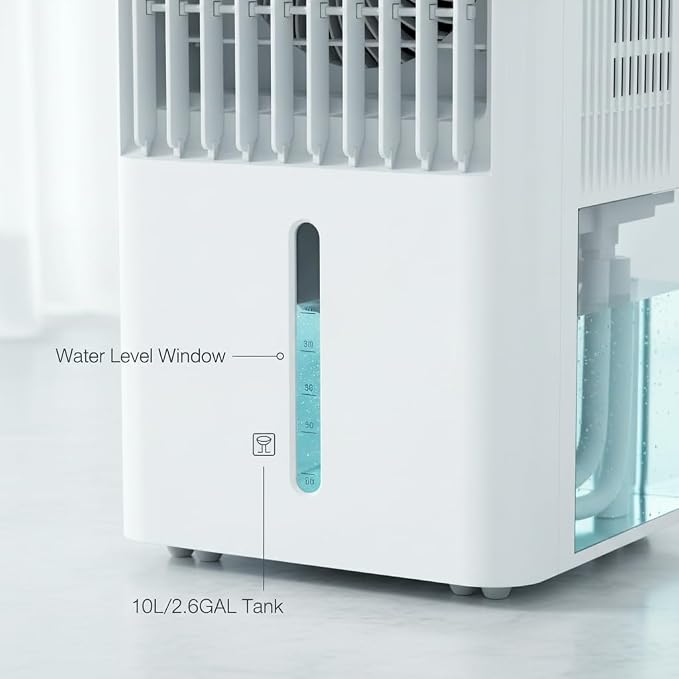 2.6Gal Portable Swamp Cooler Fan, Evaporative Air Cooler with HEPA Filter, Touch Control, Remote, 3 Speeds & 3 Modes, Ice