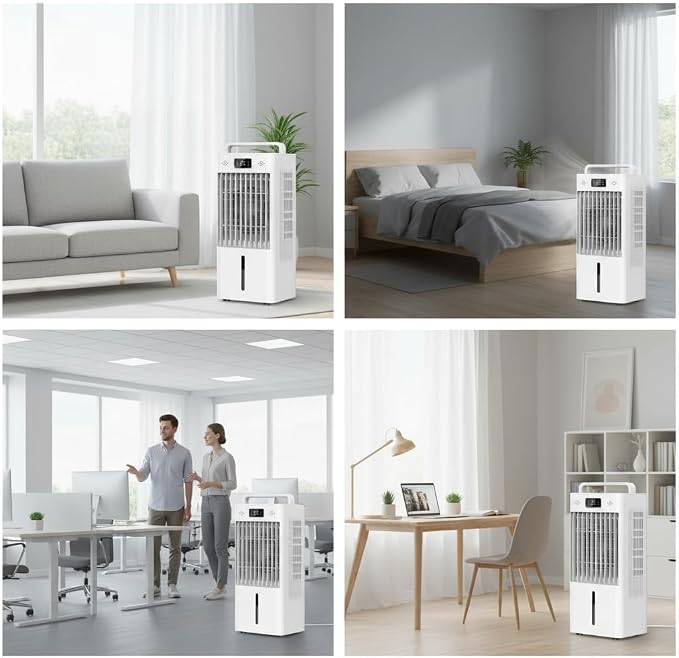 2.6Gal Portable Swamp Cooler Fan, Evaporative Air Cooler with HEPA Filter, Touch Control, Remote, 3 Speeds & 3 Modes, Ice