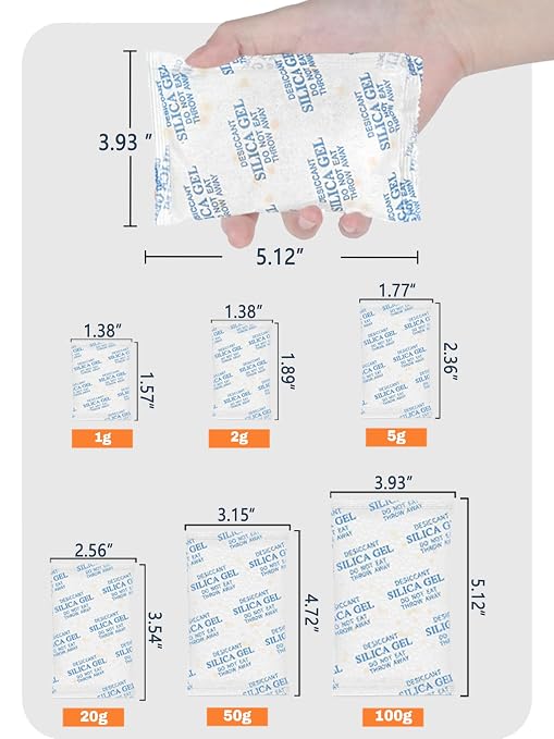 2 Gram (100 Pack) Color-Indicating Silica Gel Packets, Each 5 Pack Individually Sealed, Food Grade Desiccant, alternate