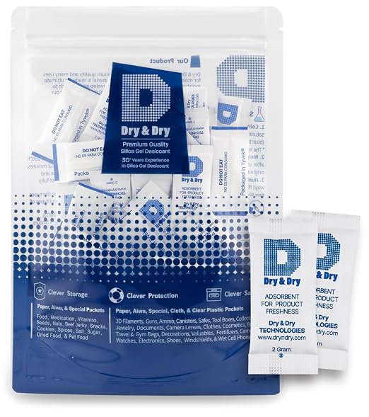 2 Gram[50 Packets] Food & Pharmaceutical Safe Silica Gel Packs Desiccants - Rechargeable Tyvek® Silica Gel