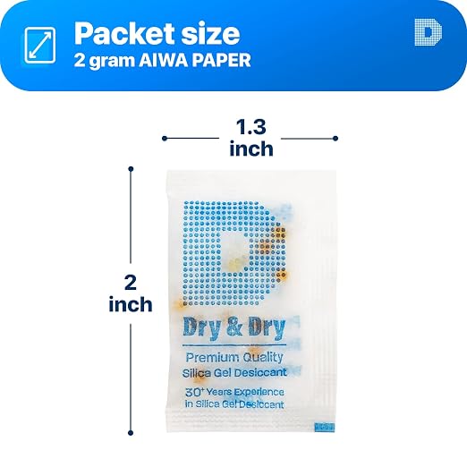 2 Gram [50 Packets] Orange Indicating Silica Gel Packets Desiccants - Food Safe Silica Packs, Silica Gel, Silica, alternate