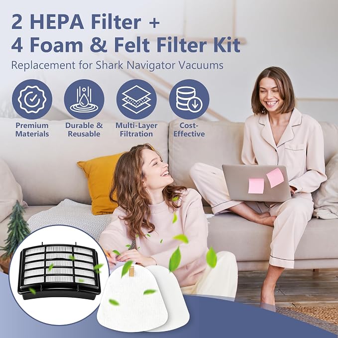 2 HEPA + 4 Foam & Felt Filters Compatible with Shark Navigator Lift-Away Deluex NV350, NV351, NV352, NV355, NV356E, NV357