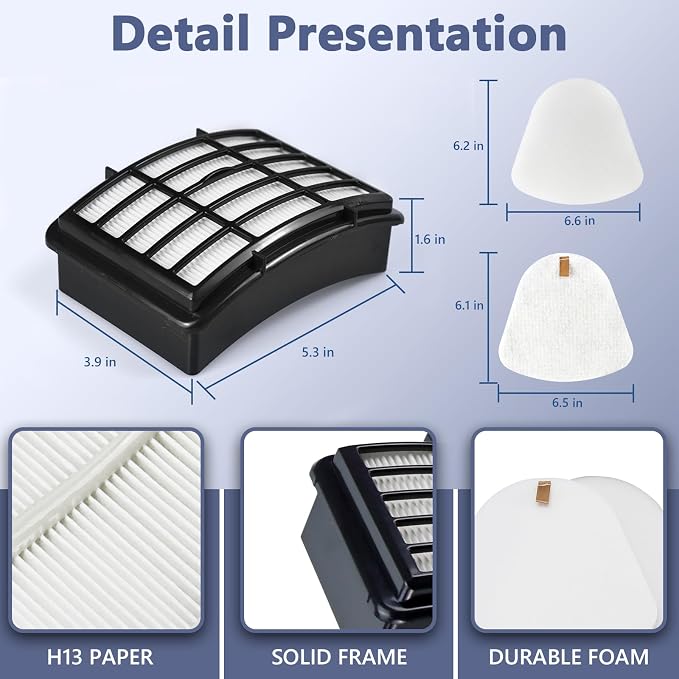 2 HEPA + 4 Foam & Felt Filters Compatible with Shark Navigator Lift-Away Deluex NV350, NV351, NV352, NV355, NV356E, NV357