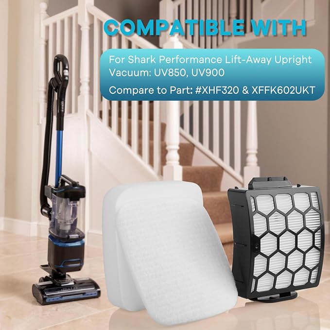 2 HEPA Filters and 4 Foam & Felt UV850 UV900 Filters Replacement for Shark Rotator Navigator Lift-Away ADV DuoClean PowerFins