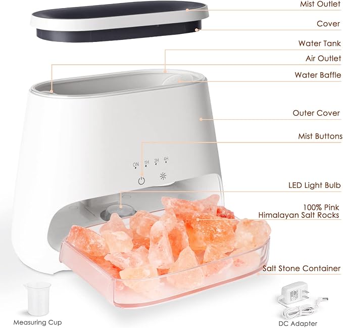 2-in-1 Himalayan Salt Lamp & Ultrasonic Essential Oil Diffuser, Aromatherapy Diffuser Cool Mist Humidifier, alternate product