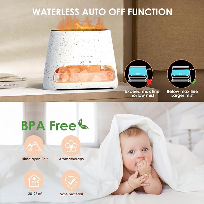2-in-1 Himalayan Salt Lamp & Ultrasonic Essential Oil Diffuser, Aromatherapy Diffuser Cool Mist Humidifier, alternate product