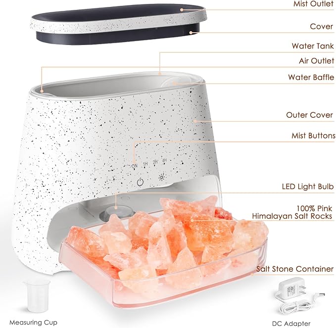 2-in-1 Himalayan Salt Lamp & Ultrasonic Essential Oil Diffuser, Aromatherapy Diffuser Cool Mist Humidifier, alternate product