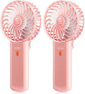 2 in 1 Mini Handheld & Desk 15H Quiet 4 Speed USB Rechargeable Fan, Pink, product image