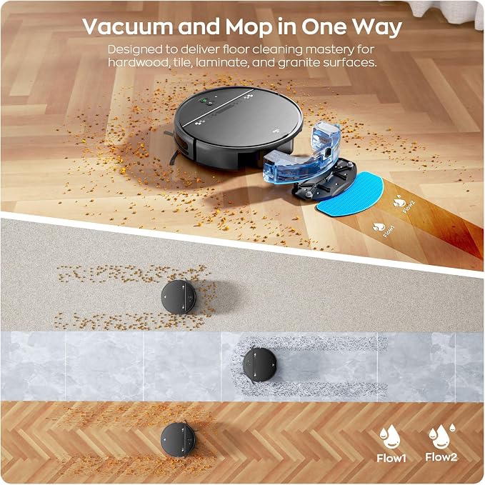 2 in 1 Robot Vacuum and Mop Combo, 2.87'' Ultra- Robotic Vacuum Cleaner with 3D Obstacle Avoidance, alternate product view 2