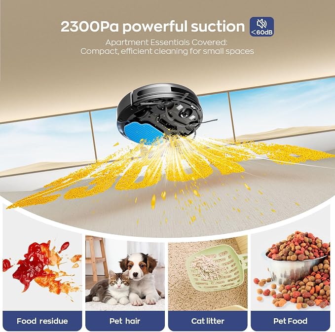 2 in 1 Robot Vacuum and Mop Combo, 2.87'' Ultra- Robotic Vacuum Cleaner with 3D Obstacle Avoidance, alternate product view 3