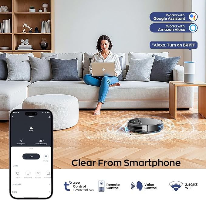 2 in 1 Robot Vacuum and Mop Combo, 2.87'' Ultra- Robotic Vacuum Cleaner with 3D Obstacle Avoidance, alternate product view 5