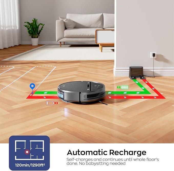 2 in 1 Robot Vacuum and Mop Combo, 2.87'' Ultra- Robotic Vacuum Cleaner with 3D Obstacle Avoidance, alternate product view 7