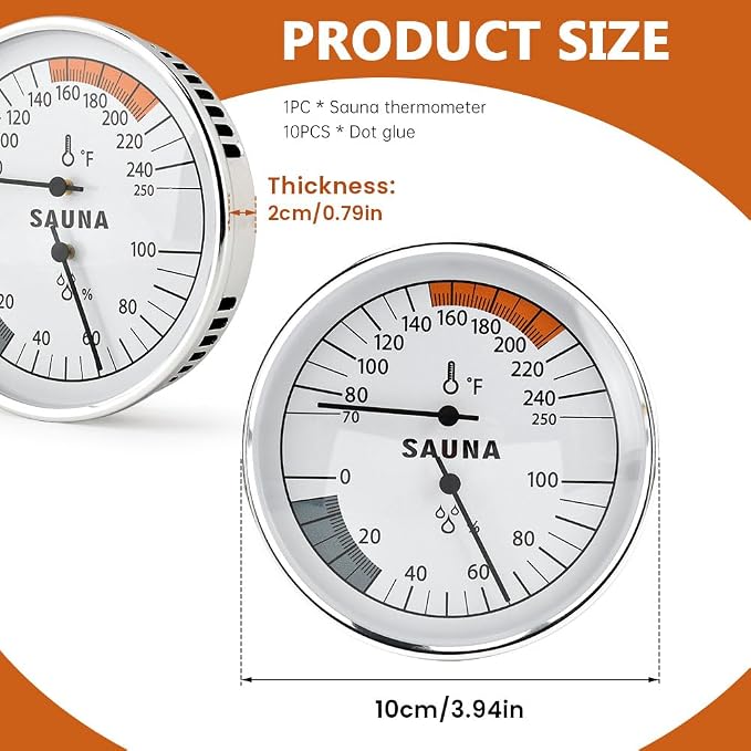 2 in 1 Sauna Thermometer Hygrometer, Hanging Sauna Temperature Gauge for Sau-na Room Indoor Humidity Temperature, alternate