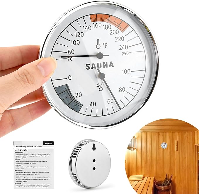 2 in 1 Sauna Thermometer Hygrometer, Hanging Sauna Temperature Gauge for Sau-na Room Indoor Humidity Temperature, alternate