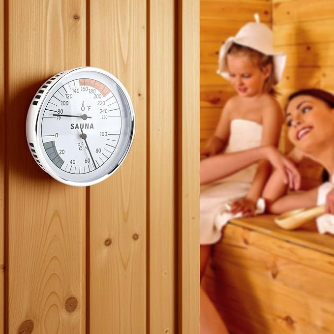 2 in 1 Sauna Thermometer Hygrometer, Hanging Sauna Temperature Gauge for Sau-na Room Indoor Humidity Temperature, alternate