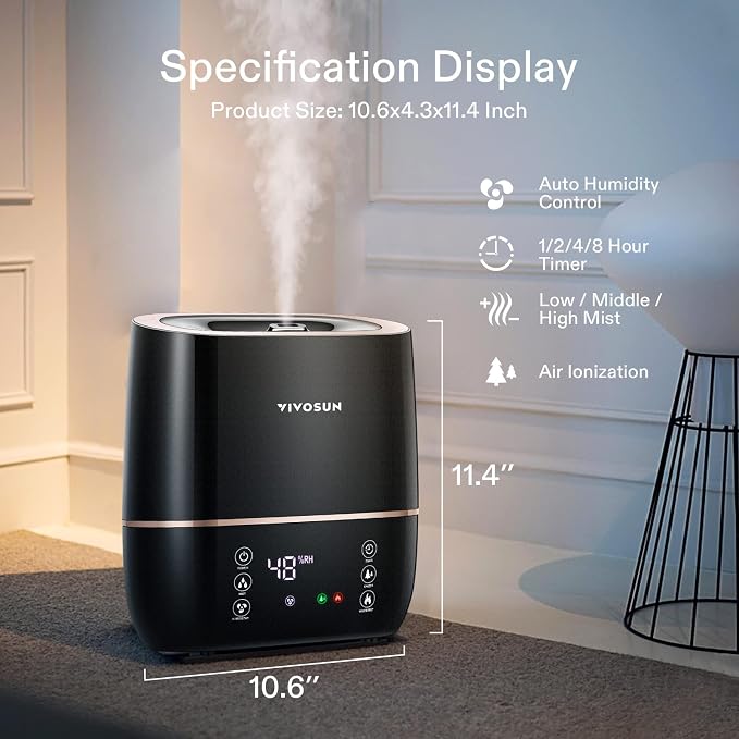 2-in-1 Warm and Cool Mist Humidifier, 5L Indoor Ultrasonic Air Humidifier with Essential Oil Tray for Bedrooms, Plants