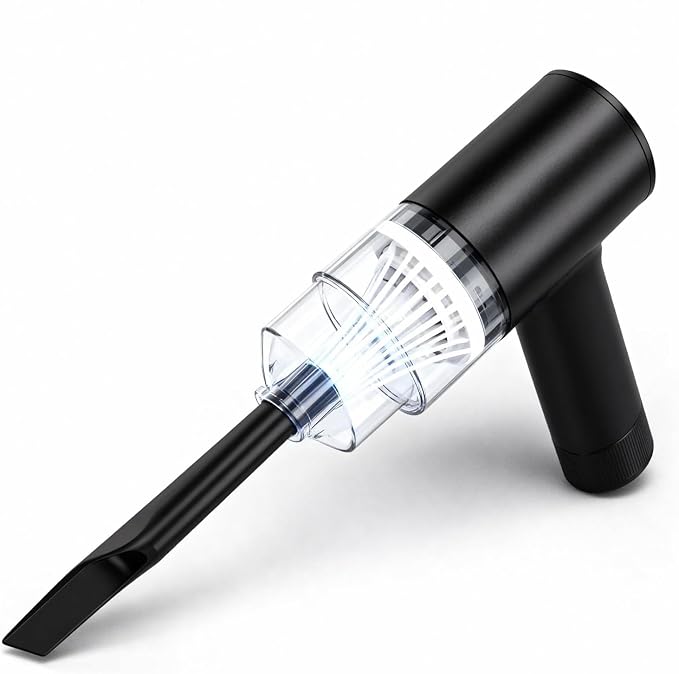 2-in-1 Wireless Handheld Vacuum & Air Duster, Portable with Strong Suction, LED Light and Multi-Nozzles, Perfect for Car