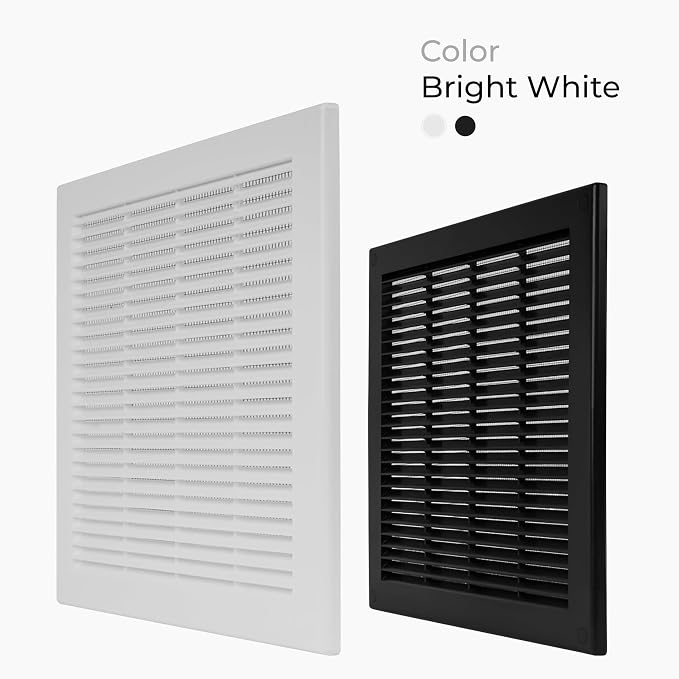 2-Pack 12" x 12" (Outer Size) Square Air Vent Cover – White Plastic Vent Deflector - Screen Mesh, Surface Mount, alternate