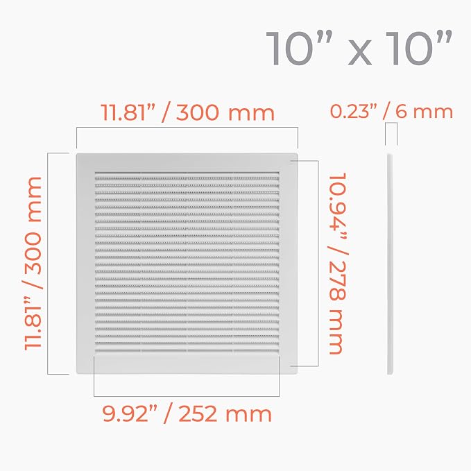 2-Pack 12" x 12" (Outer Size) Square Air Vent Cover – White Plastic Vent Deflector - Screen Mesh, Surface Mount, alternate