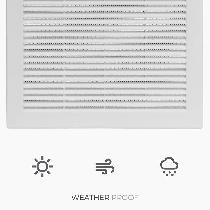 2-Pack 12" x 12" (Outer Size) Square Air Vent Cover – White Plastic Vent Deflector - Screen Mesh, Surface Mount, alternate