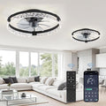 2 Pack 20 Inch Ceiling Fans with Lights and Remote, Fandelier Modern Low Profile Ceiling Fan, 3000K-6000K
