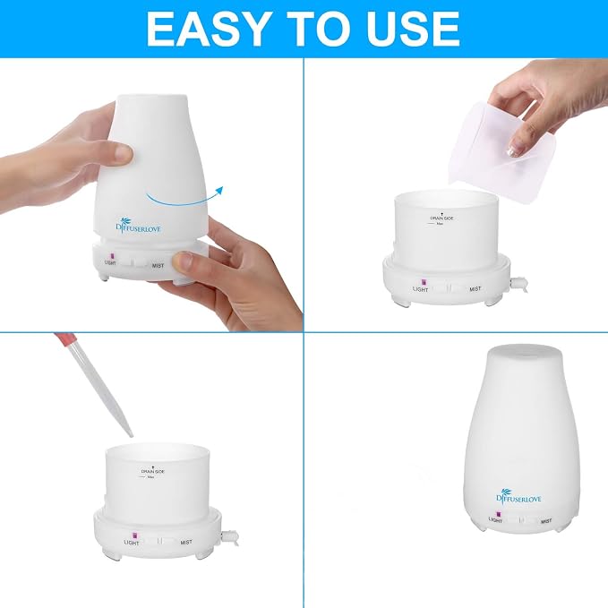 2 Pack 200ml Essential Oil Diffuser Ultrasonic Aromatherapy Diffuser with Waterless Auto Shut-Off Aroma Cool Mist, alternate