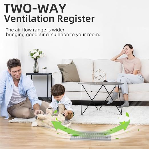 2 Pack 3x10 Floor Register Vent Covers, Heavy Duty Steel Air Vents with Adjustable Damper, Walkable Grille for Floor, 3" x