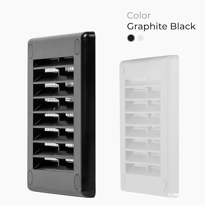 2-Pack 4" x 4" (Outer Size) Square Air Vent Cover – Black Plastic Vent Deflector - Screen Mesh, Surface Mount, alternate view