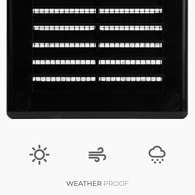 2-Pack 4" x 4" (Outer Size) Square Air Vent Cover – Black Plastic Vent Deflector - Screen Mesh, Surface Mount, alternate view