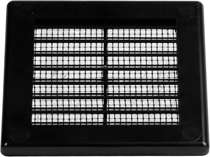 2-Pack 4" x 4" (Outer Size) Square Air Vent Cover – Black Plastic Vent Deflector - Screen Mesh, Surface Mount, alternate view