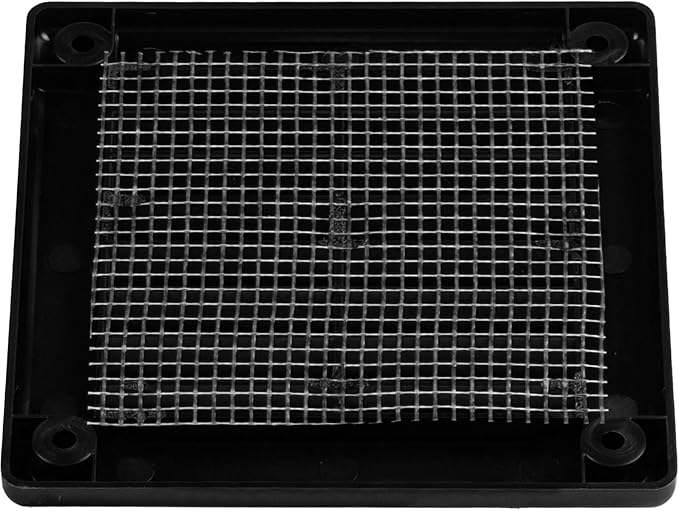 2-Pack 4" x 4" (Outer Size) Square Air Vent Cover – Black Plastic Vent Deflector - Screen Mesh, Surface Mount, alternate view