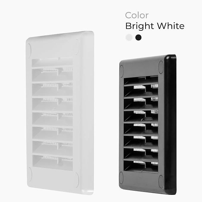 2-Pack 4" x 4" (Outer Size) Square Air Vent Cover – White Plastic Vent Deflector - Screen Mesh, Surface Mount, alternate view