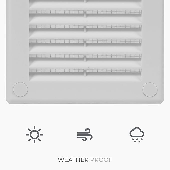 2-Pack 4" x 4" (Outer Size) Square Air Vent Cover – White Plastic Vent Deflector - Screen Mesh, Surface Mount, alternate view