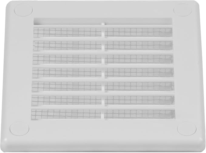 2-Pack 4" x 4" (Outer Size) Square Air Vent Cover – White Plastic Vent Deflector - Screen Mesh, Surface Mount, alternate view