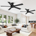 2 Pack 48 Inch Low Profile Ceiling Fan no Light, Black Ceiling Fan without lights, 6-Speeds, Quiet Reversible DC Motor