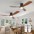 2 Pack 52 inch Ceiling Fans with Lights, Black Low Profile Ceiling Fan with Light and Remote Control, Flush Mount