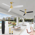 2 Pack 52 Inch Outdoor Ceiling Fans with Remote, Gold Ceiling Fan No light with Quiet Reversible DC Motor, 6 Speeds, 3 Blade