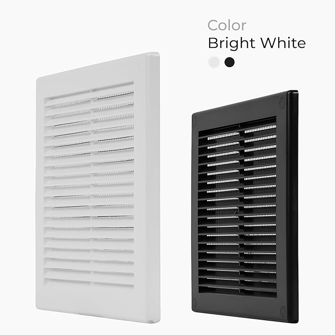 2-Pack 8" x 8" (Outer Size) Square Air Vent Cover – White Plastic Vent Deflector - Screen Mesh, Surface Mount, alternate view