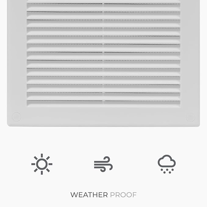 2-Pack 8" x 8" (Outer Size) Square Air Vent Cover – White Plastic Vent Deflector - Screen Mesh, Surface Mount, alternate view
