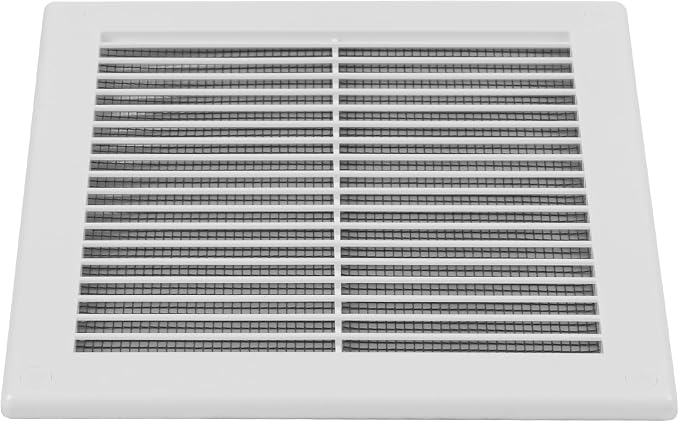 2-Pack 8" x 8" (Outer Size) Square Air Vent Cover – White Plastic Vent Deflector - Screen Mesh, Surface Mount, alternate view
